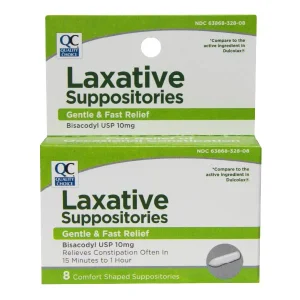 Laxative Gentle Bisacodyl Suppositories 8 ct