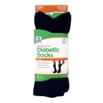 QC Diabetic Black Crew Socks Large