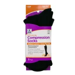 QC Rib Cushion Compression Socks Black Large